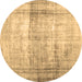 Round Abstract Brown Contemporary Rug, con763brn