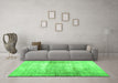 Machine Washable Abstract Green Contemporary Area Rugs in a Living Room,, wshcon763grn