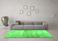 Machine Washable Abstract Green Contemporary Rug, wshcon763grn