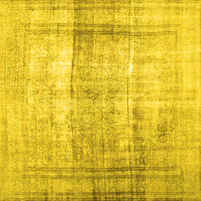 Square Machine Washable Abstract Yellow Contemporary Rug, wshcon763yw