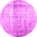 Round Machine Washable Abstract Pink Contemporary Rug, wshcon763pnk