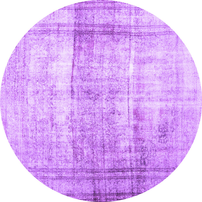 Round Abstract Purple Contemporary Rug, con763pur