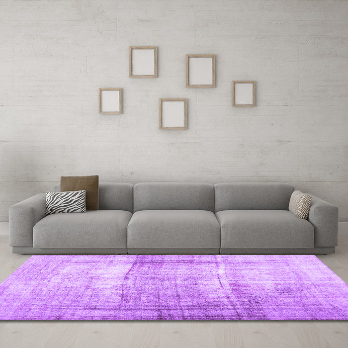 Machine Washable Abstract Purple Contemporary Area Rugs in a Living Room, wshcon763pur