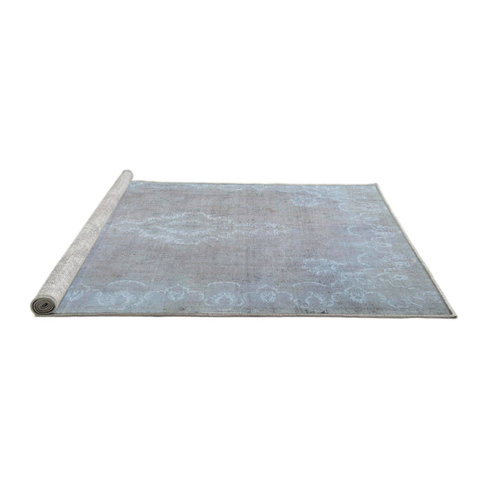 Serging Thickness of Machine Washable Contemporary Blue Gray Rug, wshcon764