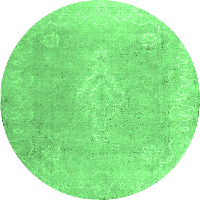 Round Abstract Emerald Green Contemporary Rug, con764emgrn
