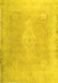 Machine Washable Abstract Yellow Contemporary Rug, wshcon764yw