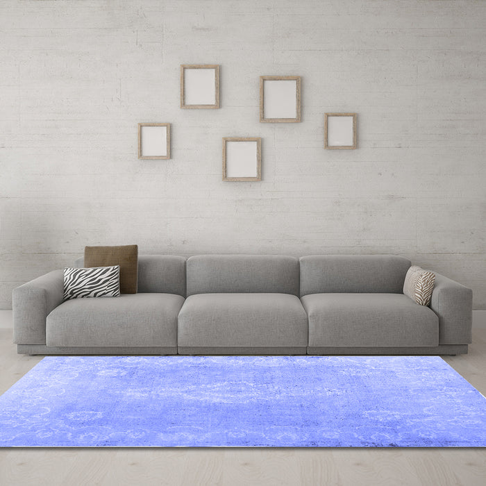 Machine Washable Abstract Blue Contemporary Rug in a Living Room, wshcon764blu