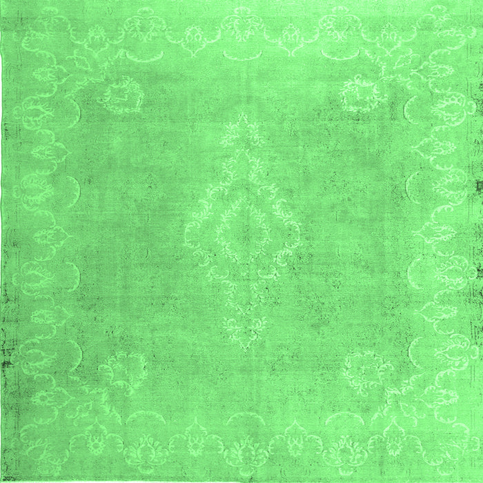 Square Machine Washable Abstract Emerald Green Contemporary Area Rugs, wshcon764emgrn