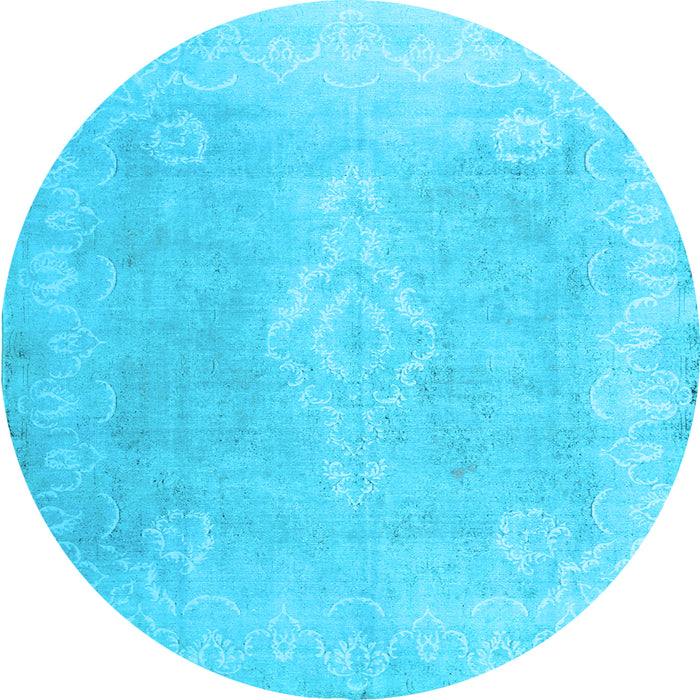 Round Machine Washable Abstract Light Blue Contemporary Rug, wshcon764lblu