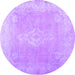 Round Abstract Purple Contemporary Rug, con764pur