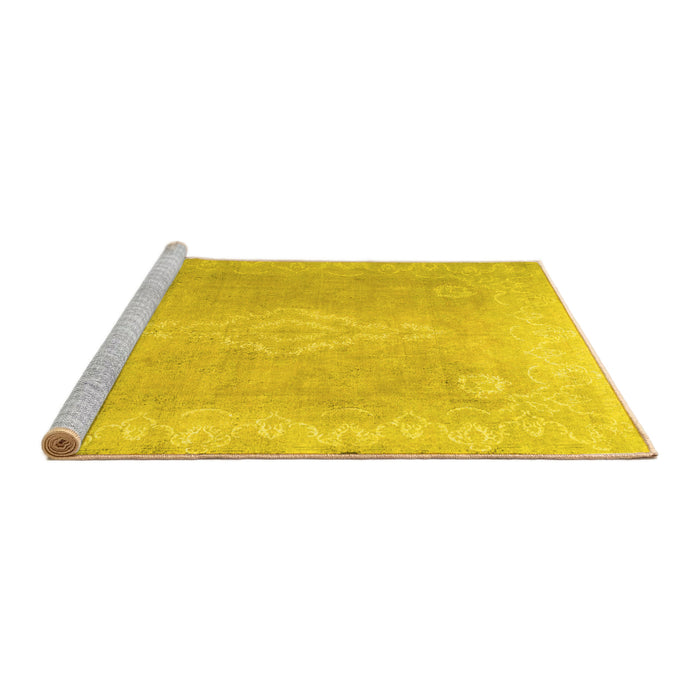 Sideview of Machine Washable Abstract Yellow Contemporary Rug, wshcon764yw