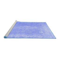 Sideview of Machine Washable Abstract Blue Contemporary Rug, wshcon764blu