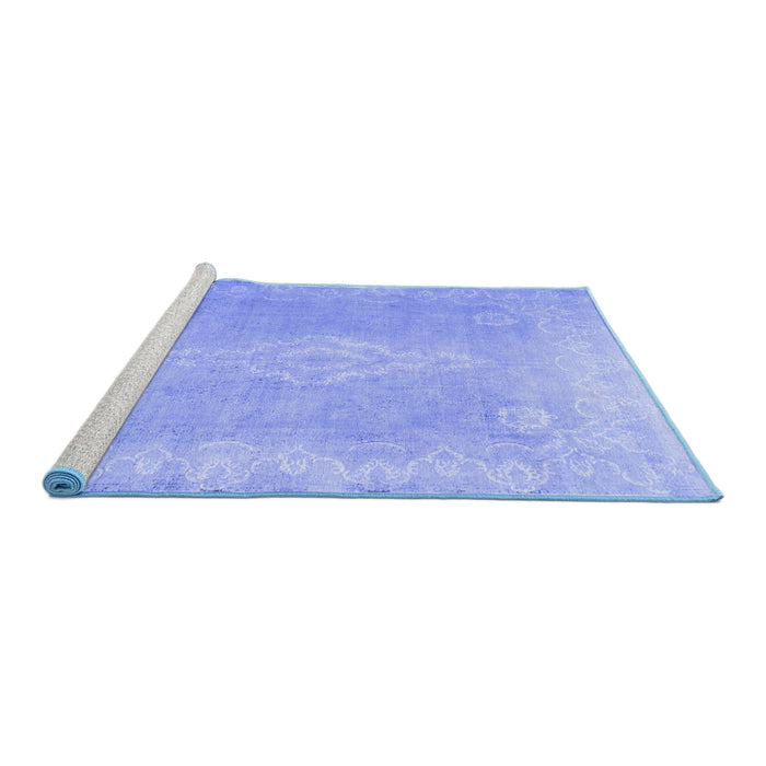 Sideview of Machine Washable Abstract Blue Contemporary Rug, wshcon764blu