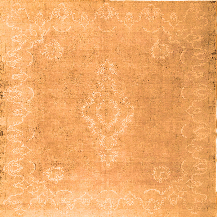 Round Machine Washable Abstract Orange Contemporary Area Rugs, wshcon764org