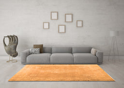 Machine Washable Abstract Orange Contemporary Area Rugs in a Living Room, wshcon764org