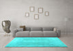 Machine Washable Abstract Turquoise Contemporary Area Rugs in a Living Room,, wshcon764turq