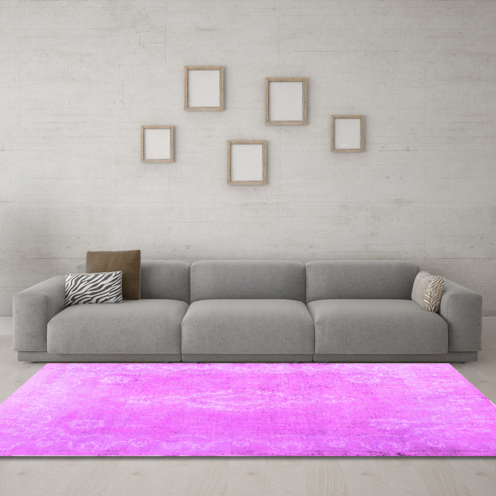 Machine Washable Abstract Pink Contemporary Rug in a Living Room, wshcon764pnk