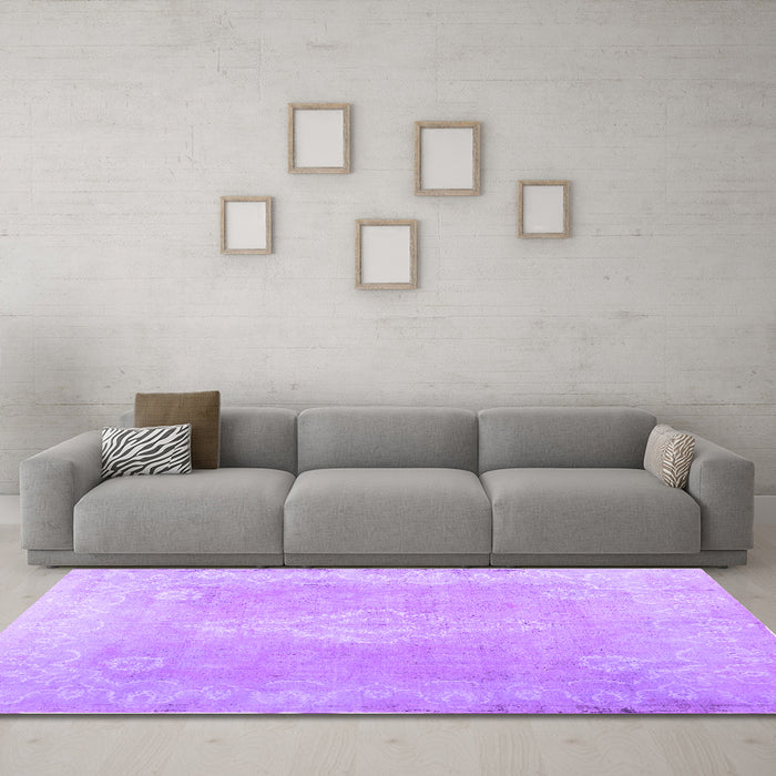 Machine Washable Abstract Purple Contemporary Area Rugs in a Living Room, wshcon764pur