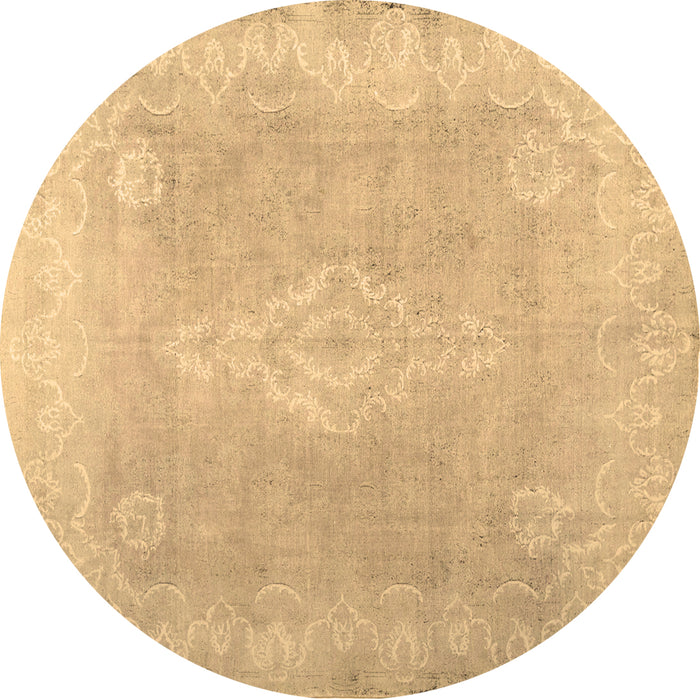 Round Abstract Brown Contemporary Rug, con764brn