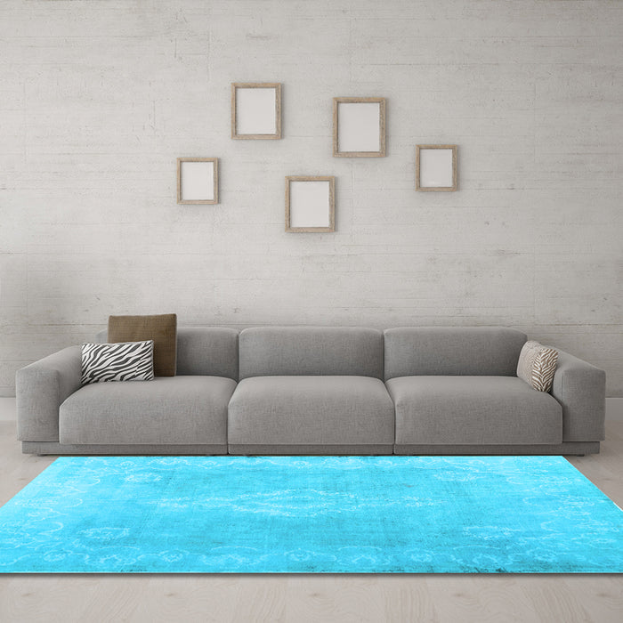 Machine Washable Abstract Light Blue Contemporary Rug in a Living Room, wshcon764lblu