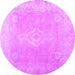 Round Abstract Pink Contemporary Rug, con764pnk