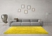Machine Washable Abstract Yellow Contemporary Rug in a Living Room, wshcon764yw