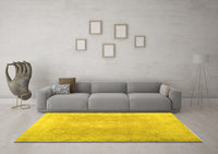 Machine Washable Abstract Yellow Contemporary Rug, wshcon764yw