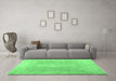 Machine Washable Abstract Emerald Green Contemporary Area Rugs in a Living Room,, wshcon764emgrn