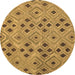 Round Machine Washable Southwestern Brown Country Rug, wshcon765brn