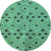 Round Southwestern Turquoise Country Rug, con765turq