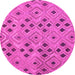 Round Southwestern Pink Country Rug, con765pnk