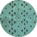 Round Southwestern Light Blue Country Rug, con765lblu