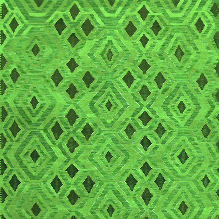 Round Machine Washable Southwestern Green Country Area Rugs, wshcon765grn