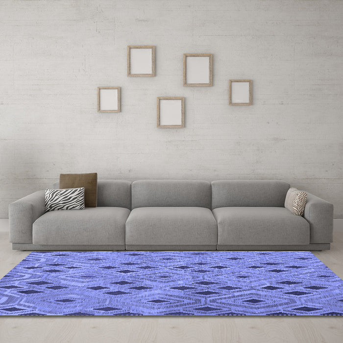 Machine Washable Southwestern Blue Country Rug in a Living Room, wshcon765blu