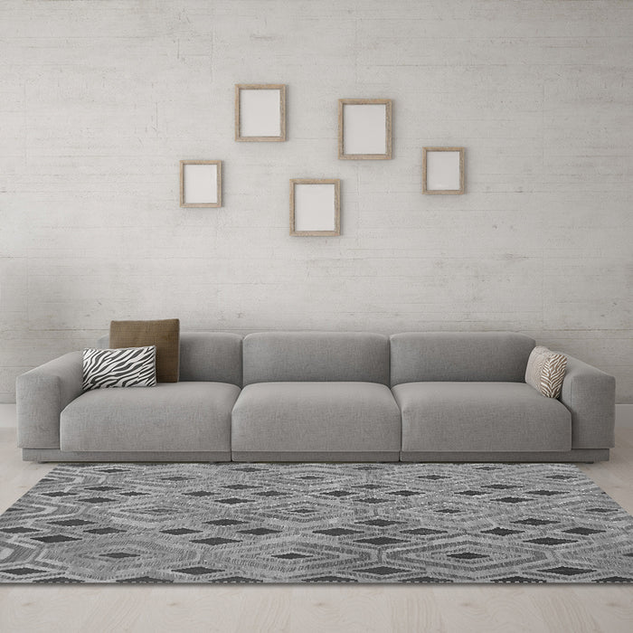 Machine Washable Southwestern Gray Country Rug in a Living Room,, wshcon765gry