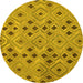 Round Machine Washable Southwestern Yellow Country Rug, wshcon765yw