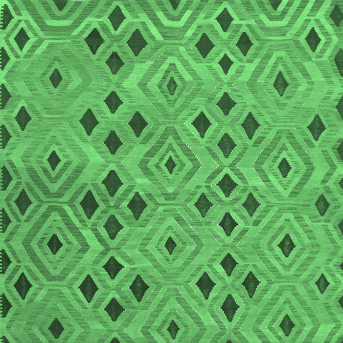 Square Machine Washable Southwestern Emerald Green Country Area Rugs, wshcon765emgrn
