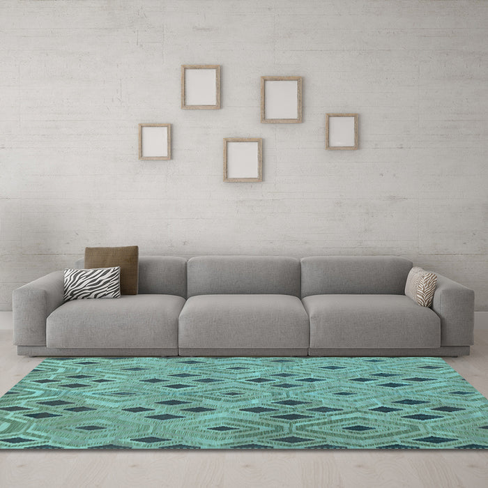 Machine Washable Southwestern Light Blue Country Rug in a Living Room, wshcon765lblu