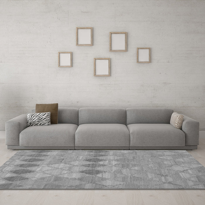 Machine Washable Southwestern Gray Country Rug in a Living Room,, wshcon766gry