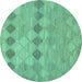 Round Southwestern Turquoise Country Rug, con766turq