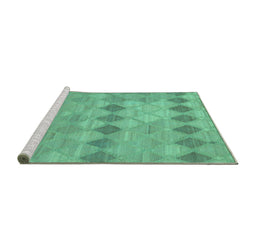 Sideview of Machine Washable Southwestern Turquoise Country Area Rugs, wshcon766turq