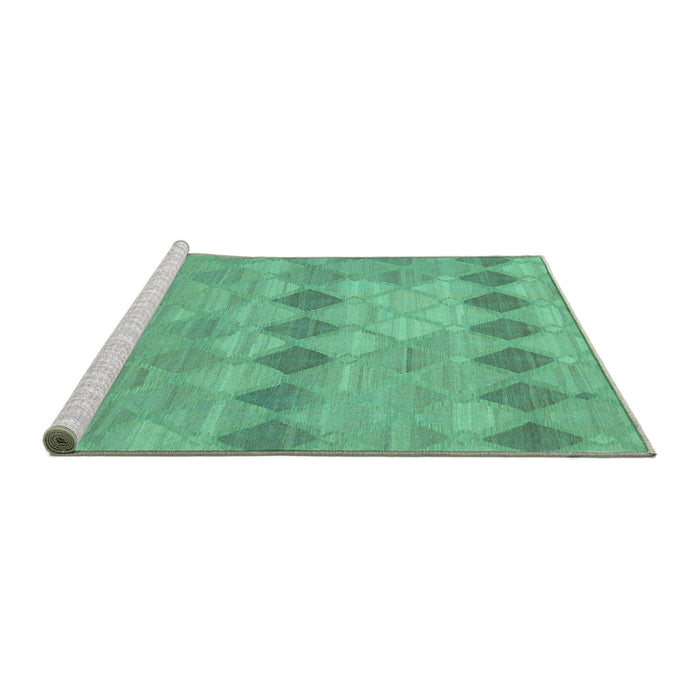 Sideview of Machine Washable Southwestern Turquoise Country Area Rugs, wshcon766turq