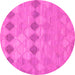 Round Machine Washable Southwestern Pink Country Rug, wshcon766pnk