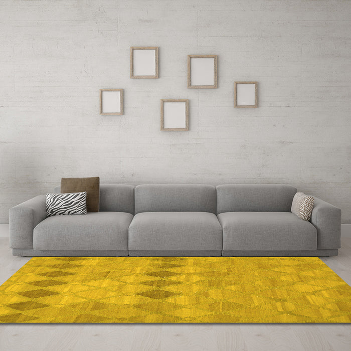 Machine Washable Southwestern Yellow Country Rug in a Living Room, wshcon766yw