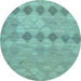 Round Southwestern Light Blue Country Rug, con766lblu