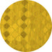 Round Southwestern Yellow Country Rug, con766yw