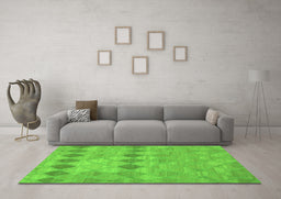 Machine Washable Southwestern Green Country Area Rugs in a Living Room,, wshcon766grn