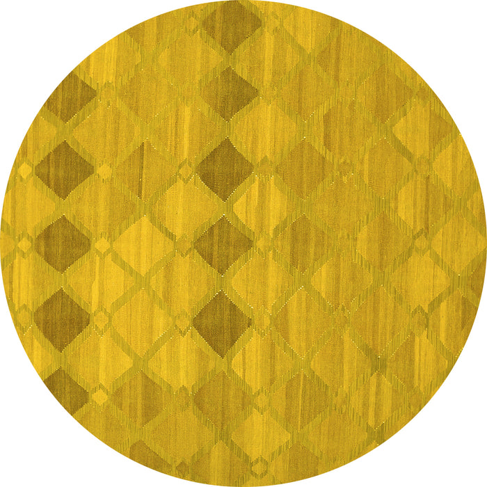 Round Machine Washable Southwestern Yellow Country Rug, wshcon766yw