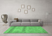 Machine Washable Southwestern Emerald Green Country Area Rugs in a Living Room,, wshcon766emgrn