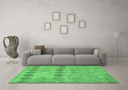 Machine Washable Southwestern Emerald Green Country Area Rugs in a Living Room,, wshcon766emgrn